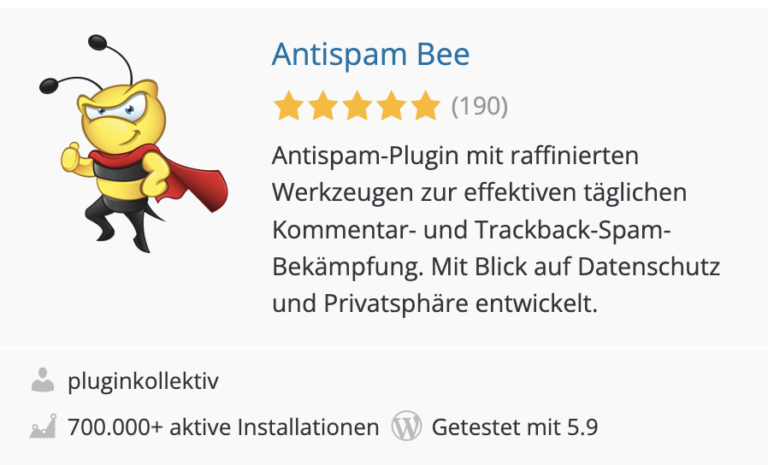 Die 10 wichtigsten WordPress Plugins: Antispam Bee